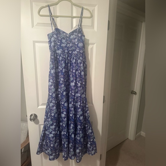 Summer Design Blue Floral Cutout O-Ring Tiered Maxi Dress - Picture 8 of 14